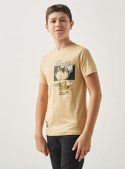 Graphic Print T-shirt with Crew Neck and Short Sleeves-T-shirts-image-0