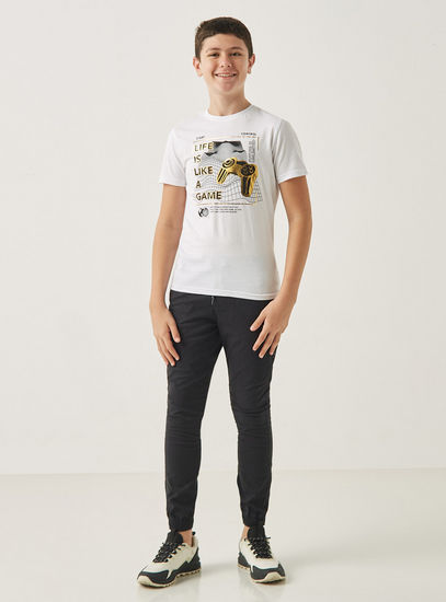 Graphic Print T-shirt with Crew Neck and Short Sleeves-T-shirts-image-1