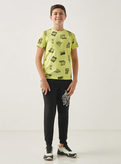 All-Over Print T-shirt with Crew Neck and Short Sleeves-T-shirts-image-1