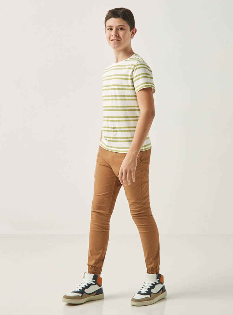 Striped T-shirt with Crew Neck and Short Sleeves-T-shirts-image-1