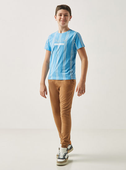 Striped T-shirt with Crew Neck and Short Sleeves