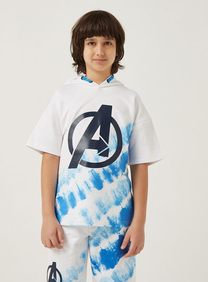 Avengers Logo Tie-Dye Print T-shirt with Hood