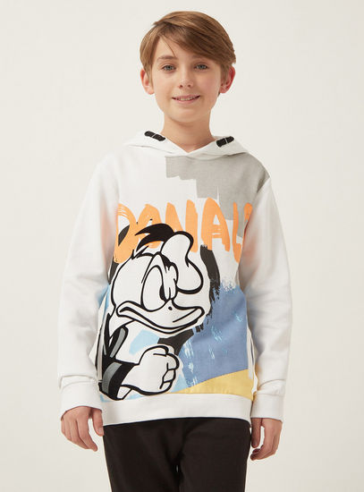 Donald Duck Print Hooded Sweatshirt-Hoodies & Sweatshirts-image-0