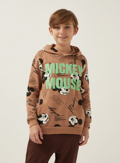All-Over Mickey Mouse Print Hooded Sweatshirt