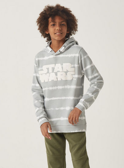 Star Wars Print Sweatshirt with Hood and Pockets