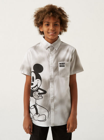 Mickey Mouse Tie-Dye Print Shirt-Tops & T-shirts-image-0