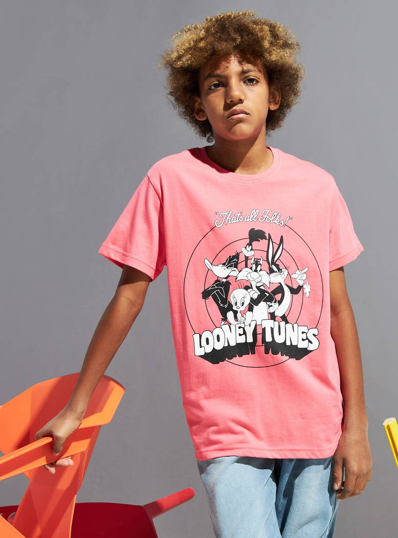 Looney Tunes Print T-shirt-Tops & T-shirts-image-0