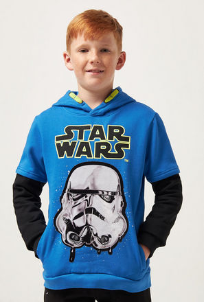 Star Wars Print Hooded Sweatshirt with Doctor Sleeves