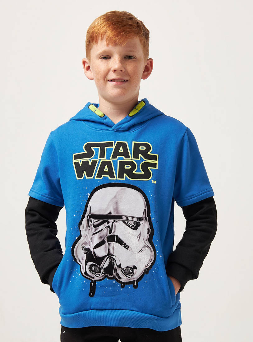Star Wars Print Hooded Sweatshirt with Doctor Sleeves-Hoodies & Sweatshirts-image-0