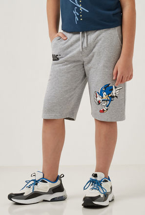Sonic the Hedgehog Print Shorts with Drawstring Closure