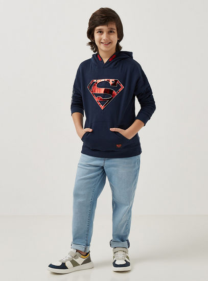 Superman Print Hooded Sweatshirt