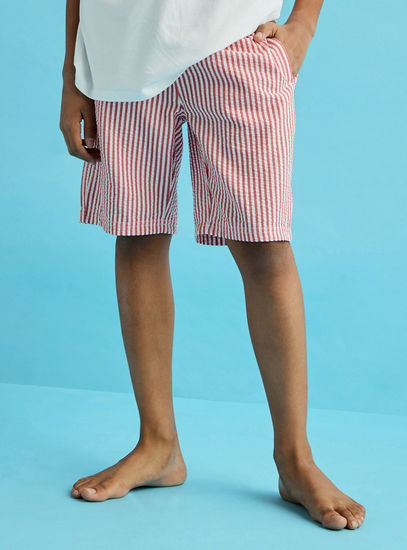 Seersucker Striped Swim Shorts-Shorts-image-0