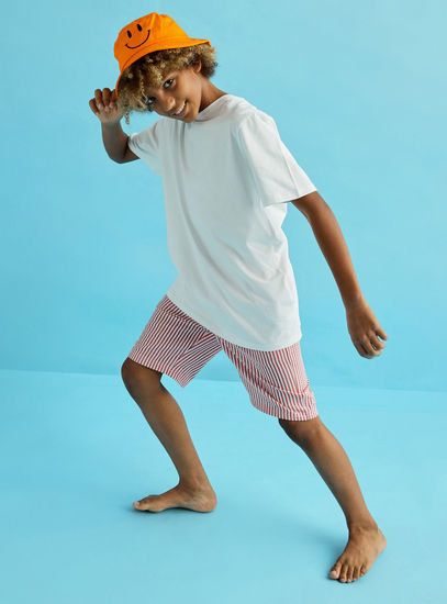Seersucker Striped Swim Shorts-Shorts-image-1