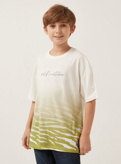 Slogan Embroidered Printed T-shirt-Tops & T-shirts-image-0