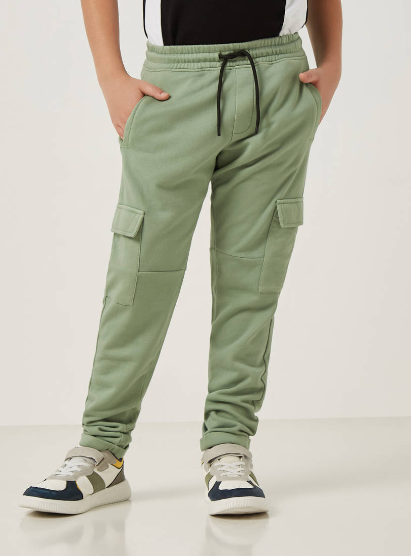 Regular Fit Dyed Pull-On Cargo Pants-Trousers-image-0