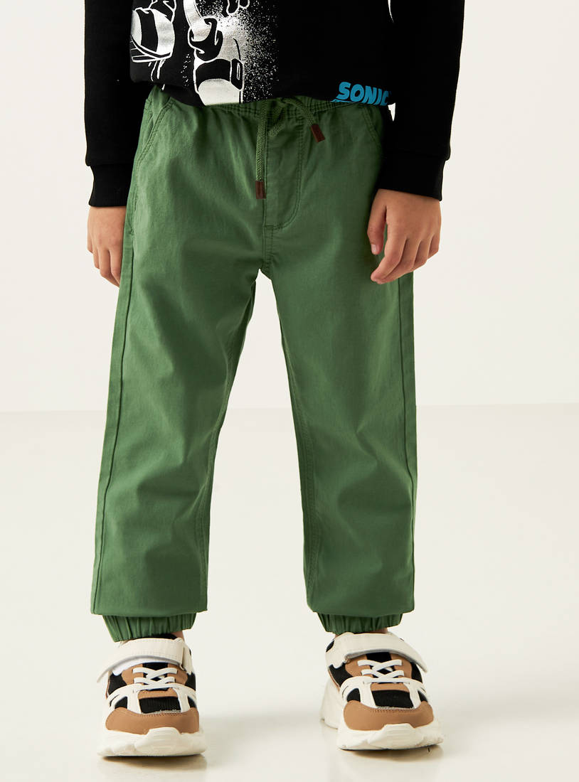 Solid Stretch Jog Pant with Drawstring Closure and Pockets-Joggers-image-0