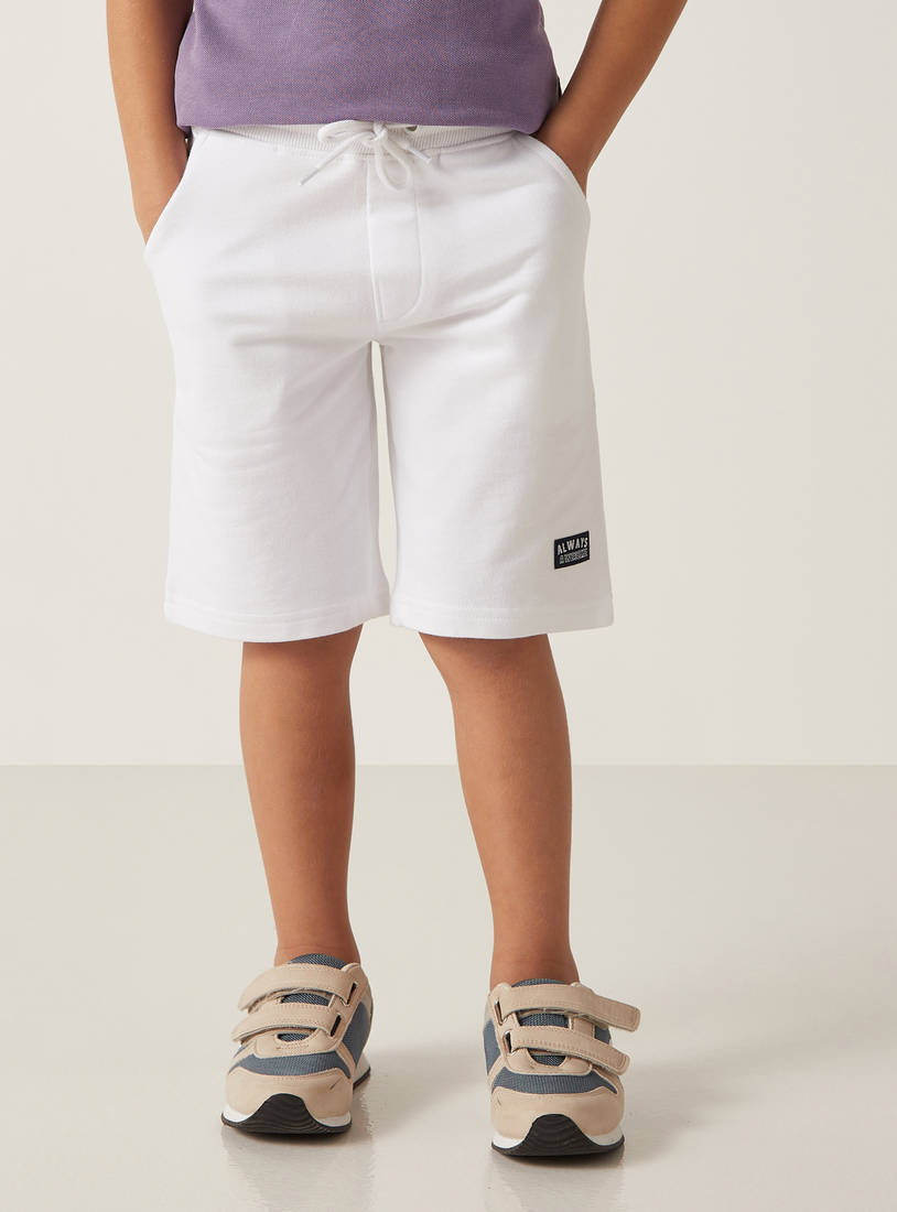 Slogan Applique Shorts-Shorts-image-0