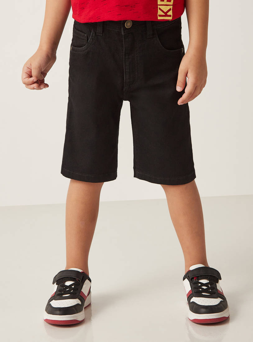 Plain Denim Shorts-Shorts-image-0