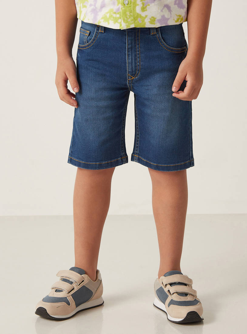 Plain Denim Shorts-Shorts-image-0