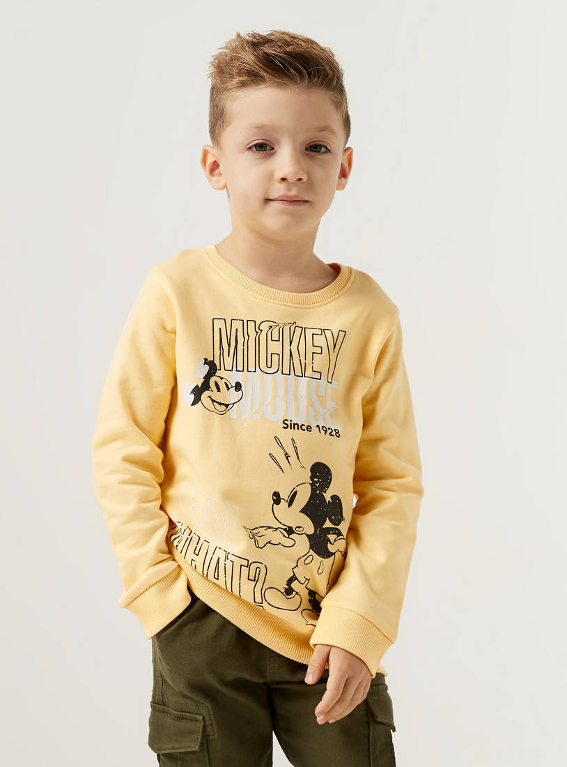 Mickey Mouse Print Sweatshirt with Round Neck and Long Sleeves-Hoodies & Sweatshirts-image-1