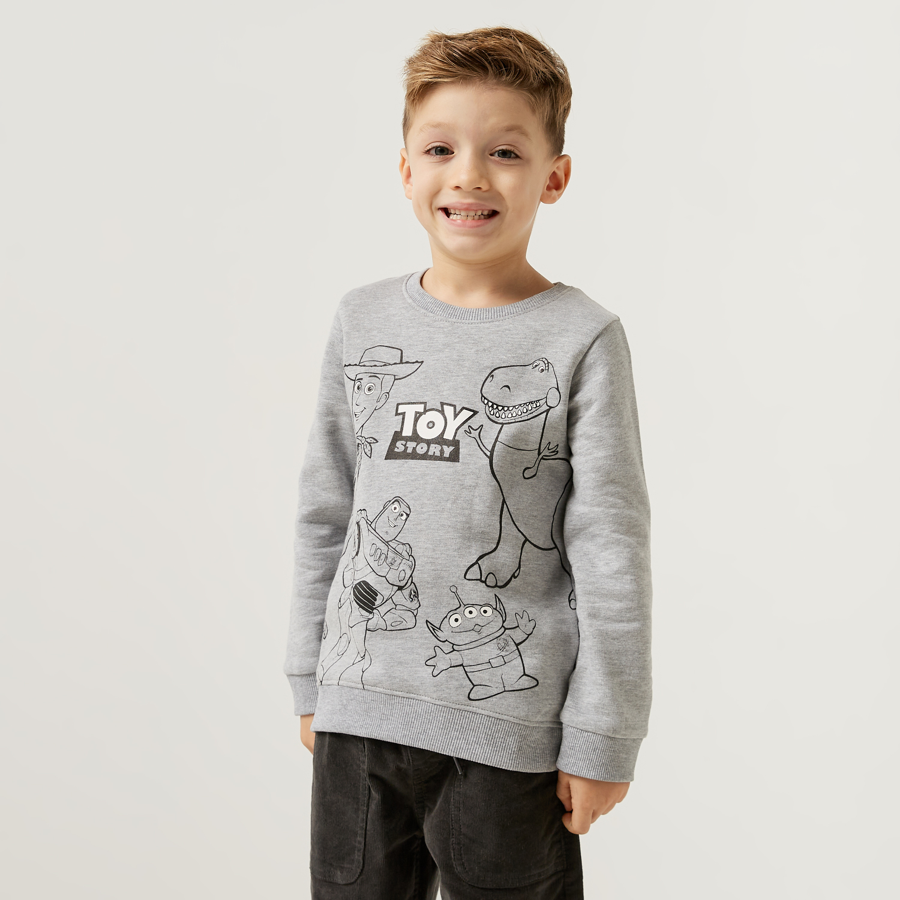 Shop Toy Story Print Sweatshirt with Round Neck and Long Sleeves