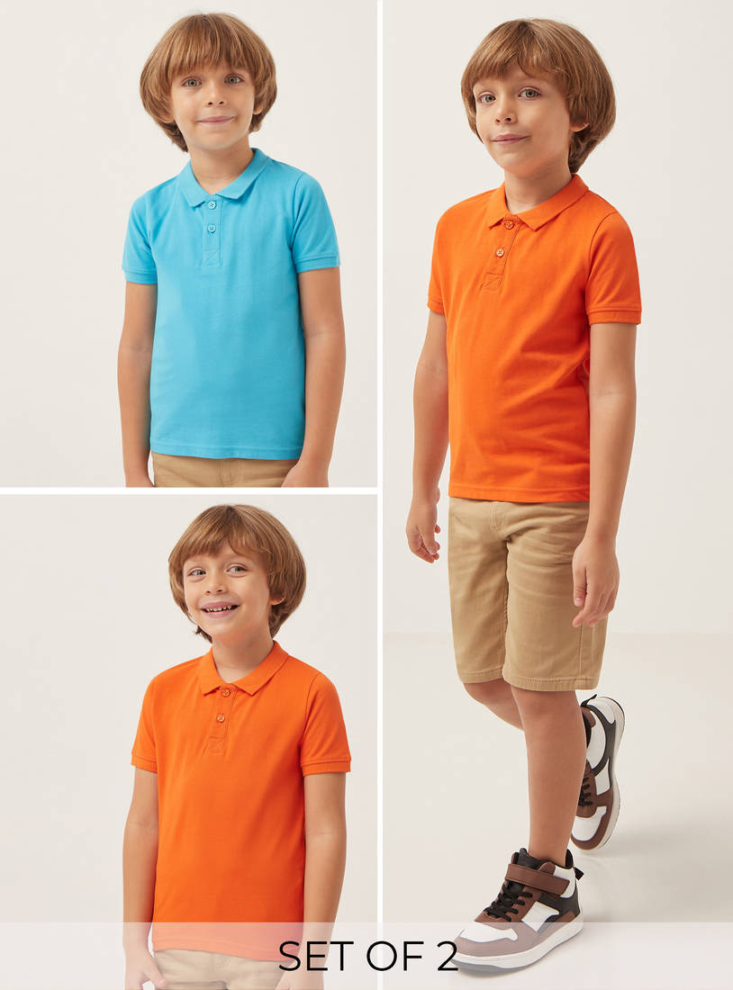 Pack of 2 - Plain Polo T-shirt-Polo Shirts-image-0