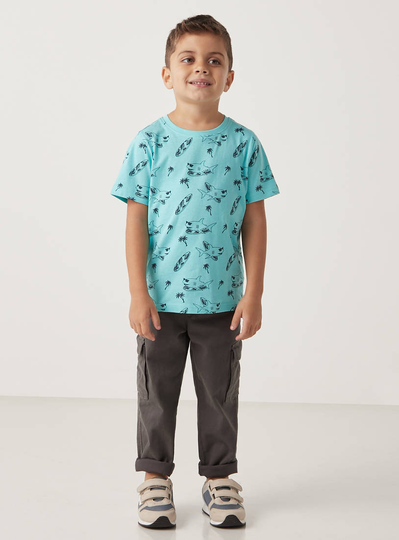 All-Over Shark Graphic Print T-shirt-T-shirts-image-1
