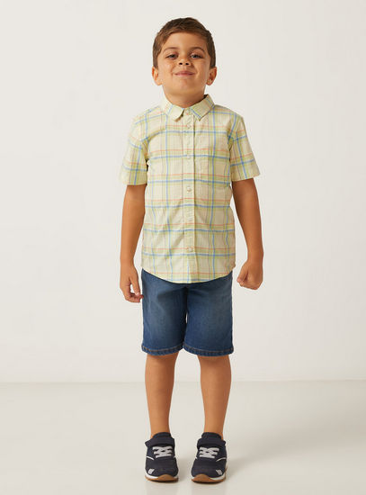 All-Over Checked Shirt and Shorts Set-Sets & Outfits-image-0