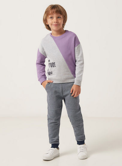 Colourblock Sweatshirt with Crew Neck and Long Sleeves