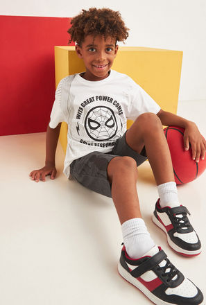 Spider-Man Print T-shirt and Shorts Set-mxkids-boystwotoeightyrs-clothing-character-setsandoutfits-2