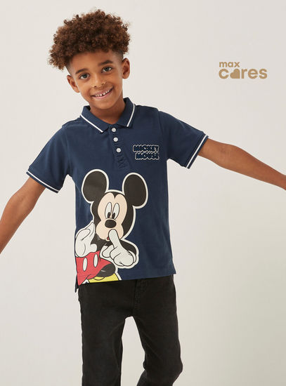 Mickey Mouse Print Polo T-shirt-Polo Shirts-image-0