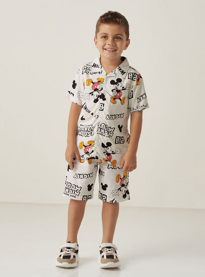 All-Over Mickey Mouse Print Shirt and Shorts Co-Ord Set-Sets & Outfits-image-0