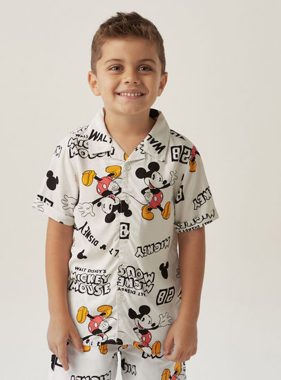 All-Over Mickey Mouse Print Shirt and Shorts Co-Ord Set-Sets & Outfits-image-1