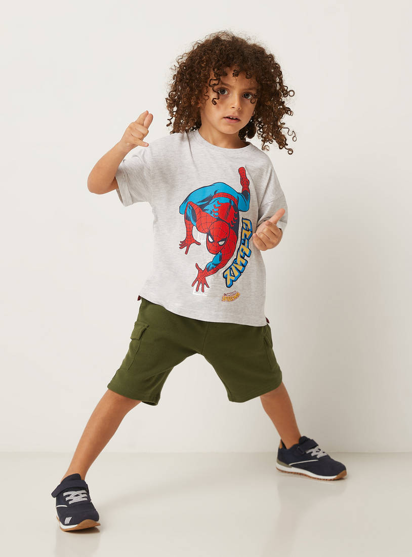 Spider-Man Print T-shirt with Chenille Embroidered Detail-Tops & T-shirts-image-1