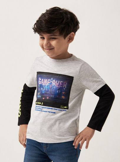 Gamer Print T-shirt with Doctor Sleeves-T-shirts-image-0