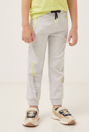 Typographic Print Joggers with Contrast Zip Detail