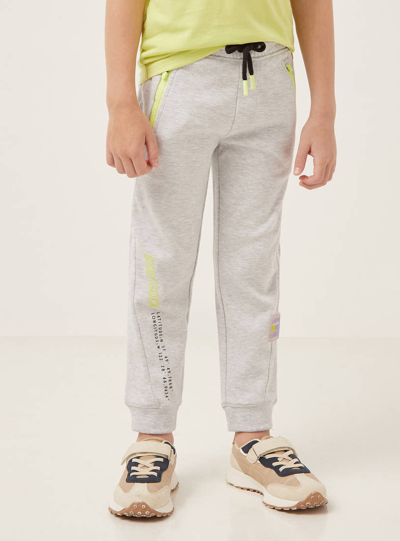 Typographic Print Joggers with Contrast Zip Detail-Joggers-image-0