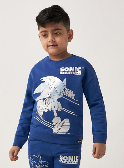 Sonic the Hedgehog Print Sweatshirt and Joggers Set-Sets & Outfits-image-1