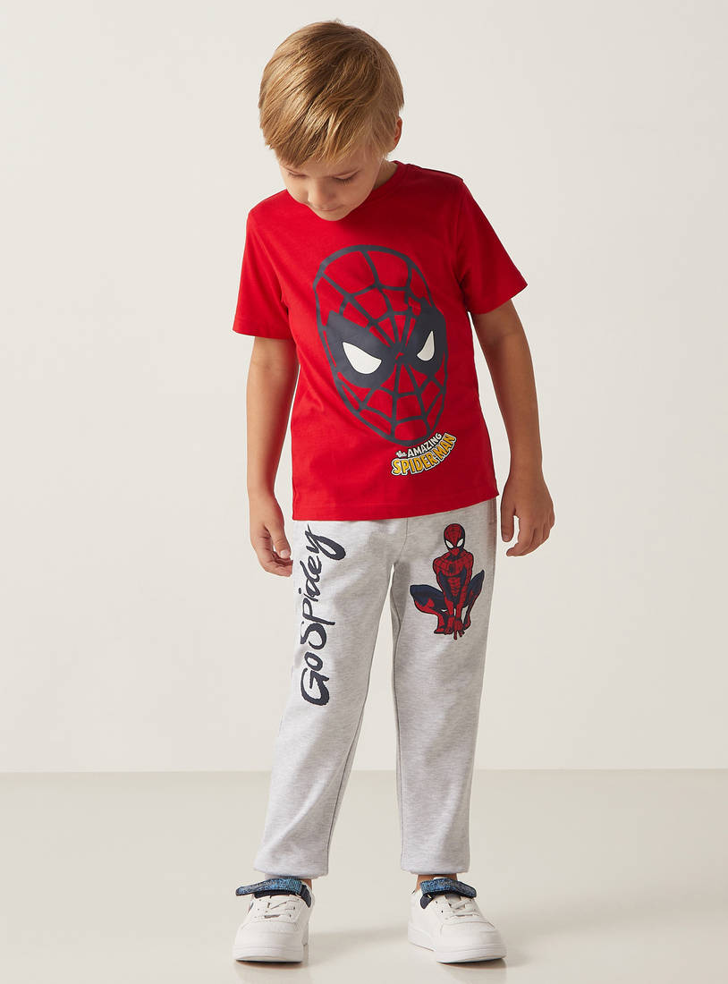 Spider-Man Print Regular Fit Joggers-Joggers-image-1