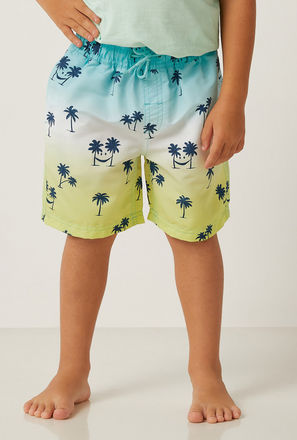 All-Over Palm Trees Print Dip-Dye Swim Shorts-mxkids-boystwotoeightyrs-clothing-swimwear-2