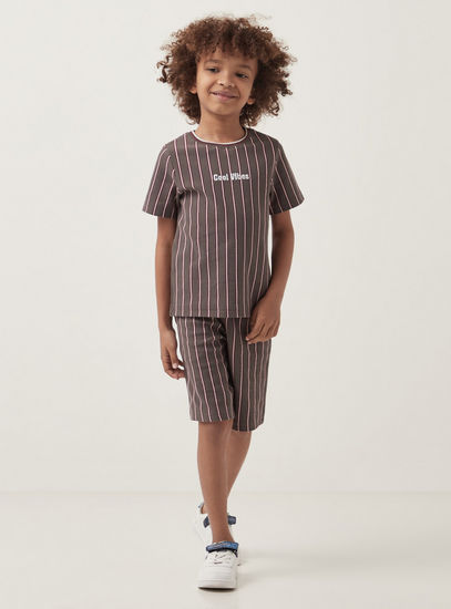 Striped T-shirt and Shorts Set-Sets & Outfits-image-0
