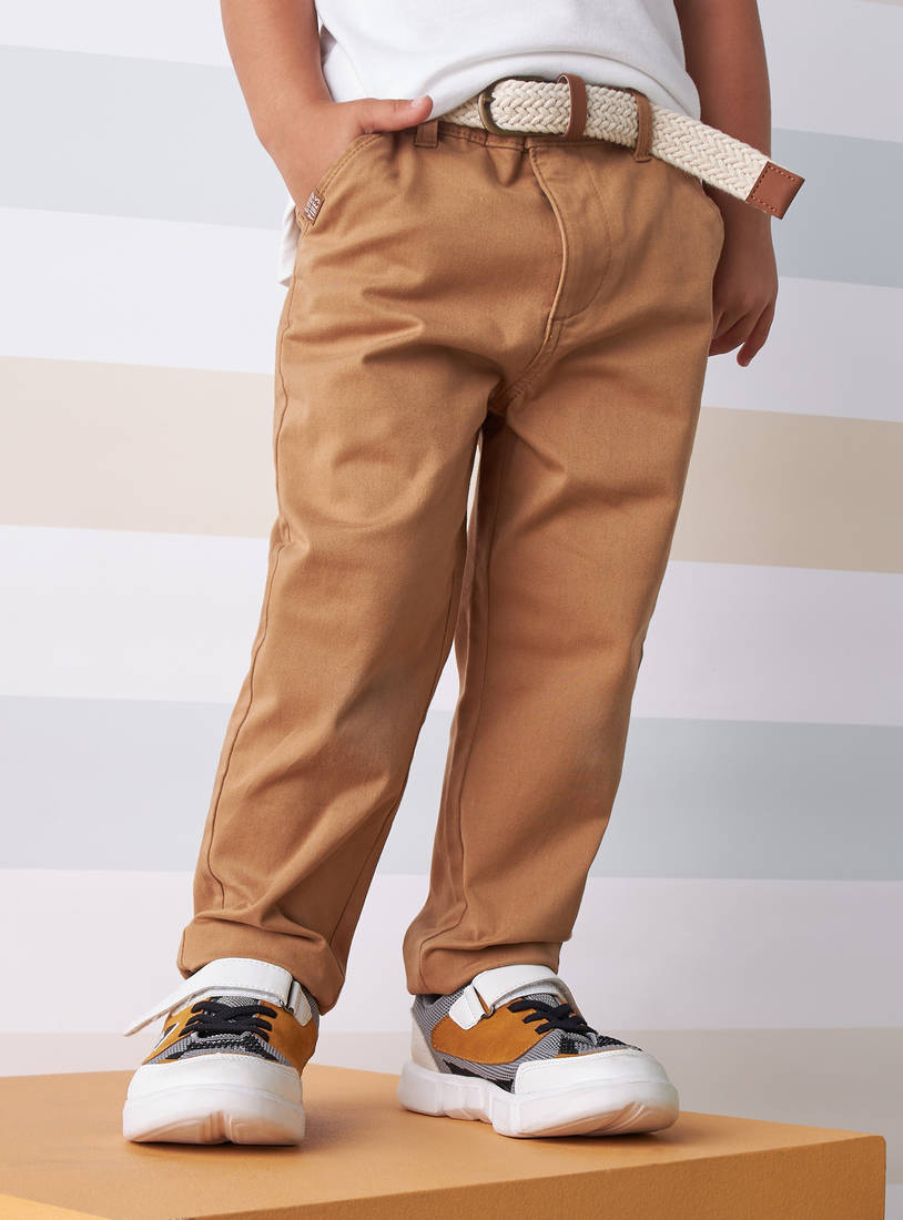 Regular Fit Belted Pants-Trousers-image-0