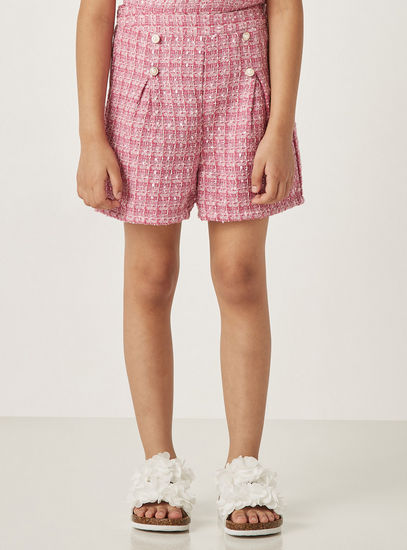 Textured Tweed Shorts-Shorts-image-0