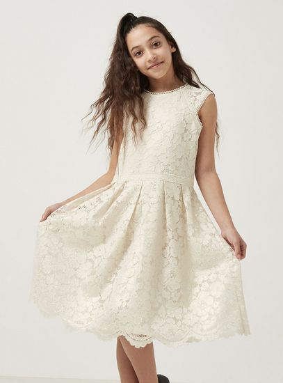 Lace Knee Length Dress-Occasion Dresses-image-0