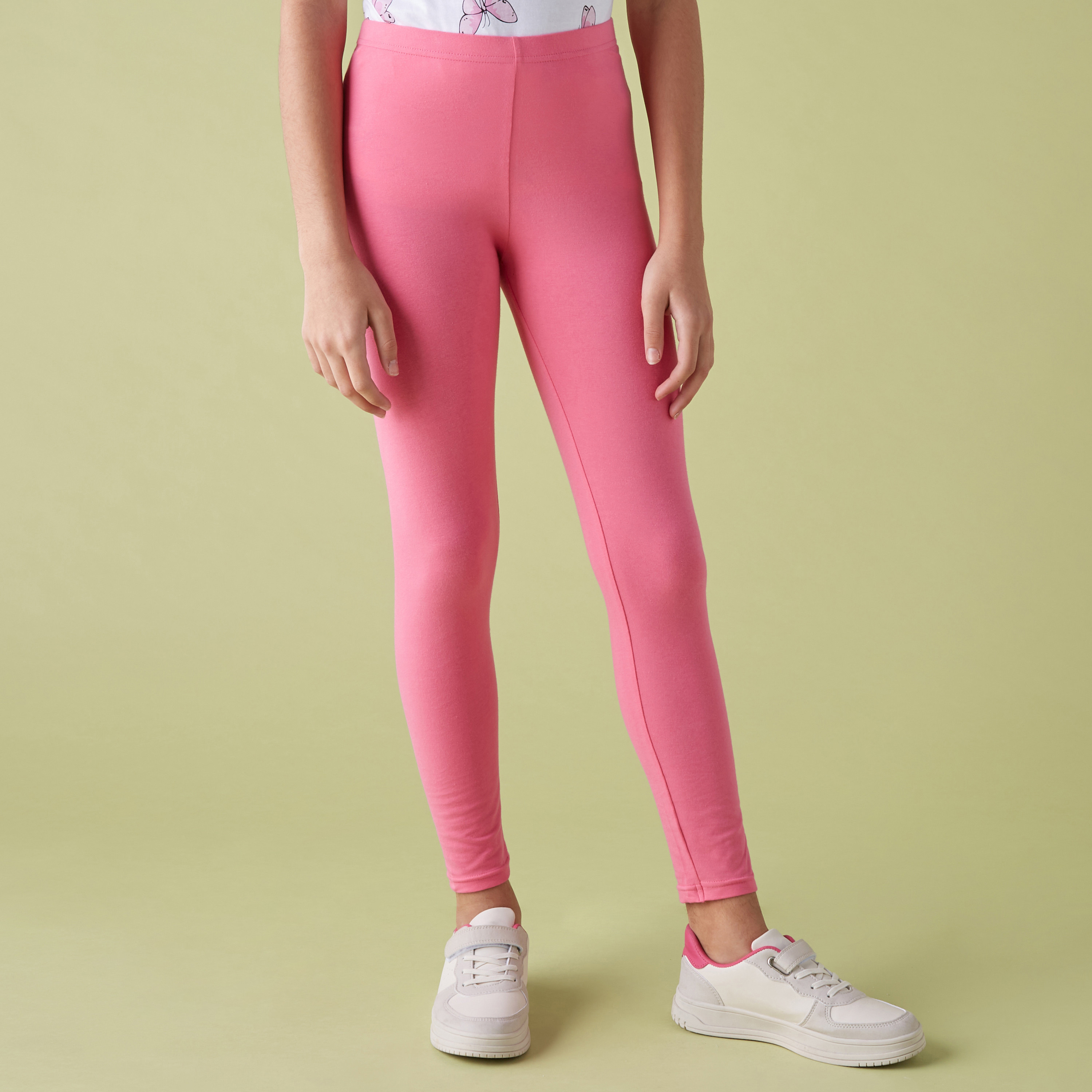 Buy SOLID LIGHT PINK COTTON WOMEN LEGGING (PACK OF ONE) Online - Get 69% Off