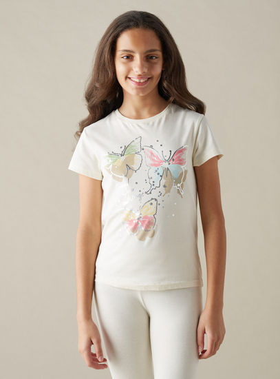 Butterfly Foil Print Better Cotton T-shirt-T-shirts-image-0