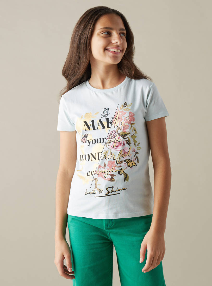 Slogan Graphic Foil Print Better Cotton T-shirt-T-shirts-image-0