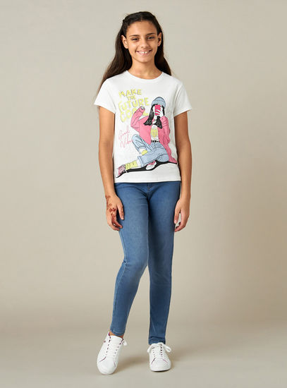 Graphic Print Better Cotton T-shirt with Short Sleeves and Round Neck-T-shirts-image-1