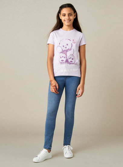 Bear Graphic Print Better Cotton T-shirt with Short Sleeves and Round Neck-T-shirts-image-1