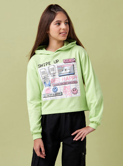 Graphic Print Hooded Sweatshirt-Hoodies & Sweatshirts-image-0